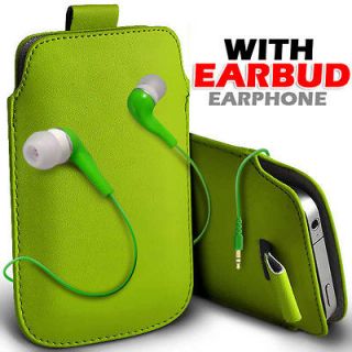 LEATHER PULL TAB POUCH SKIN CASE COVER+EARBUD EARPHONE FOR VARIOUS
