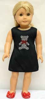 Doll Clothes fit AG & 18 Doll   cotton dress with rhinestones bear