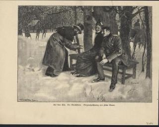 On the Ice by Moonlight 1891 antique ice skating wood engraving