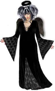 DARK ANGEL HALLOWEEN COSTUME BLACK GOTHIC CORSET DRESS GOTH REGULAR TO