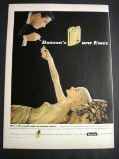 Vintage 1954 Lovely Glamour Girl on Tiger Rug with Gold Ronson Lighter