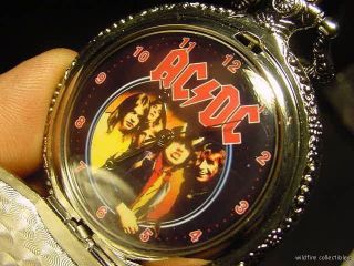 BAND ~ BON SCOTT POCKET WATCH POCKETWATCH SILVER ANGUS YOUNG HELL PIC