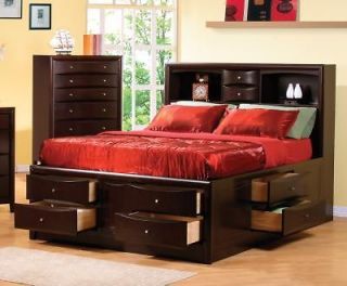 New Phoenix Contemporary Queen Bookcase Bed with Underbed Storage