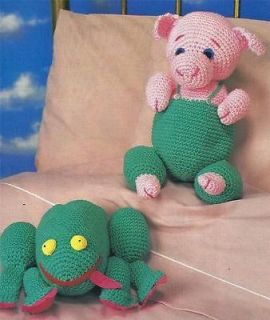 87T CROCHET PATTERN FOR Two Stuffed Toys * Pink Pig in Overalls