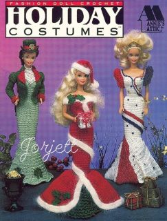 Holiday Costumes, Annies crochet patterns fit Barbie dolls OOP new
