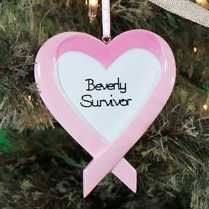 PERSONALIZED BREAST CANCER HEART CHRISTMAS TREE ORNAMENT