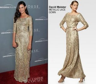 Gold Sequin Lace Gown Size 8 $650 Current Seen on Odette Annable