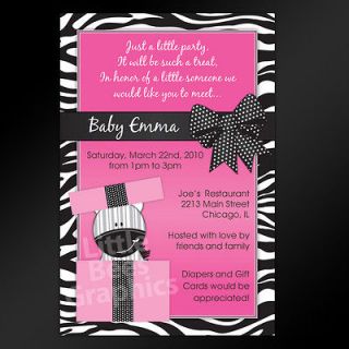 Zebra Gift Printable Baby Shower or Birthday Invitations   Any Color