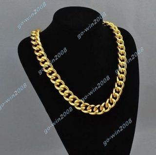 Chunky Necklace Shiny Silver Gold Plated Pave Chain Link Curb 26