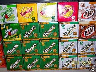 Vernors,Squirt ,A&W,7UP,Sunki st 12pk Soda Pop cans