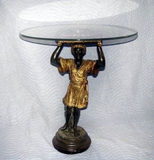 Tall Standing Male Blackamoor Figural Glass End Table 1 of 2
