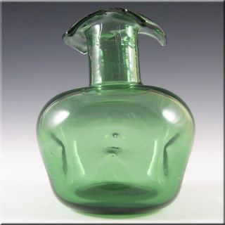Empoli Verde 1970s Italian Green Glass Dimpled Vase