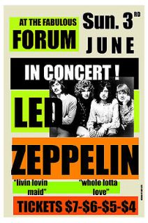 Classic Rock: Led Zeppelin at the Forum in Los Angeles Concert Poster