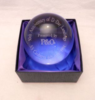 RARE P&O ETCHED GLASS PAPERWEIGHT 50TH ANNIV D DAY 94 SS CANBERRA