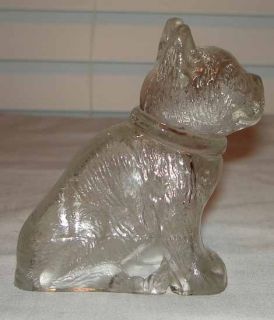 VINTAGE GLASS BULL DOG CANDY CONTAINER