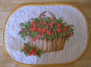 Quilted Strawberry Placemats   Hand quilted