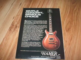 Hamer Sunburst Archtop guitar 1991 magazine advert
