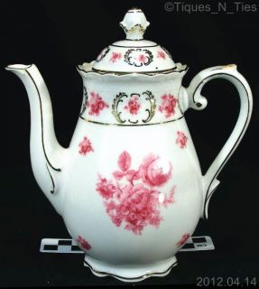 Antique Schumann Bavaria Germany Teapot or Coffee Pot   Pink Floral