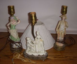 VINTAGE PORCELAIN FIGURINE LAMPS circa Early 1900s