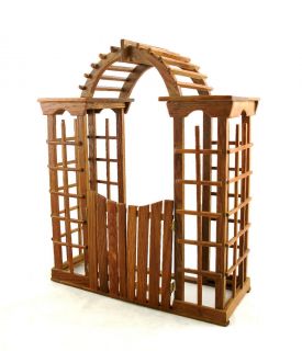 Dolls House Miniature Pecan Wood Garden Arbour with Gate 7221