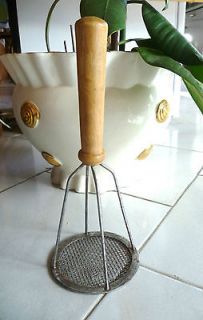 Antique French metal POTATO MASHER w/ wooden handle  Kitchen