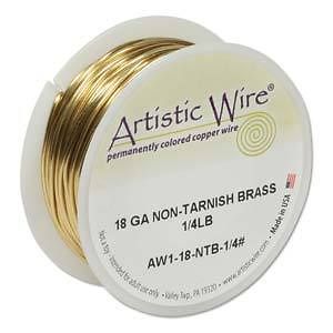 Artistic Wire Non Tarnish Brass 18 gauge 1/4lb 41579 Round Shiny