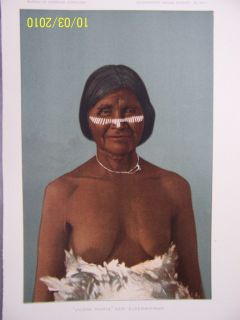Antique 19th C. Print American Indian Seri Elderwoman