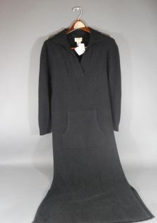  100% Cashmere Long Sweater Robe Tunic Small Black New