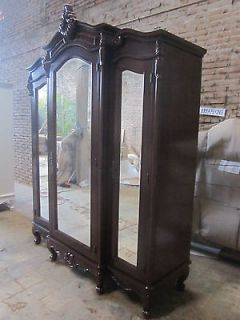 BESPOKE Large Armoire wardrobe with mirrors Rococo solid mahogany wood
