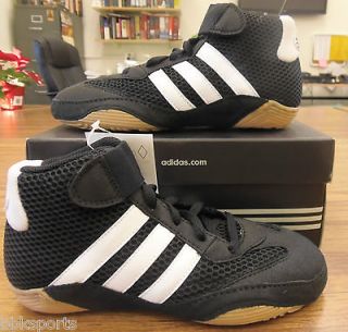 Adidas Mat Hog J 116379 Wrestling Shoes Black/RWHITE/G UM2 in size 3.5