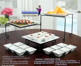NEW Elegant Tiered Buffet Server 18PC Taster Pastry Bowl Catering