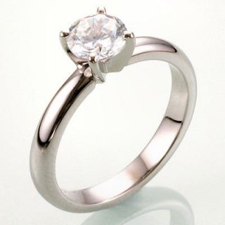 VS2 Round Natural Diamond 4 prong 14K White Gold Engagement Ring