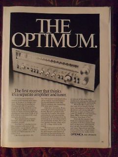 1978 Print Ad OPTONICA Stereo Receiver ~ Optimum Amplifier and Tuner