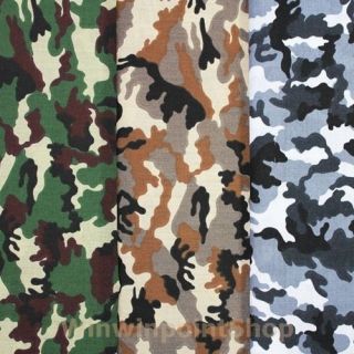 Army Camo Camouflage Green Brown Gray Woodland Print Cotton Blend