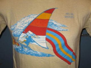 80s NASSAU BAHAMAS RAINBOW WIND SURF T Shirt XXS beach wave soft thin