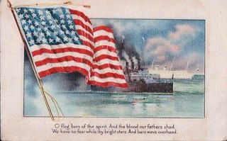 1919 WWI Patriotic American Flag Military Ship Russell Springs KY