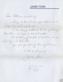 Jamie Farr Signed Auto Typed Sammy Davis Jr Letter PSA