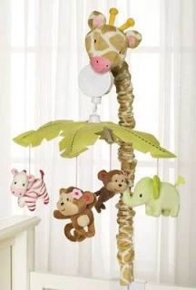 Pink Zebra & Brown Monkey Baby Girls Nursery Crib Jungle Animals