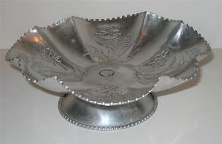 Vintage Thames Aluminum Floral 7 3/4 Wide Candy Dish   Made In Japan