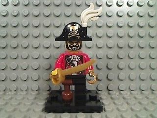 LEGO PIRATE CAPTAIN Hook Hand Sword Skull Hat Series 8 Minifig 8833