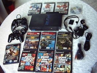 PS2 Console System LOT Network Adapter Headset 10 Games MORE