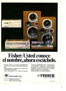 1979 FISHER HI FI DECK AMPLIFIER TURNTABLE SPEAKER PRINT AD in SPANISH