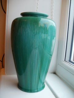 Early Pilkingtons large Turquoise baluster vase # 2369. Lovely streaky