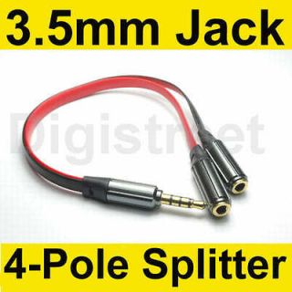 Pole Male to Female Y Splitter Audio Video AV Adapter Lead Cable