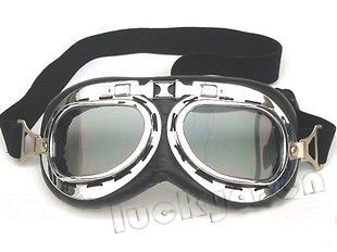 Cool Jet Scooter Pilot Motorcycle Half helmet Goggles Silver Free