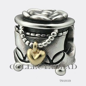 Authentic Pandora Silver & 14k Gold Jewelry Box Bead