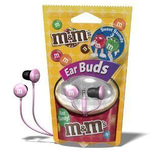 Maxell Pink M&Ms Candy Earbuds Binaural Earphones Headphones MMEB P