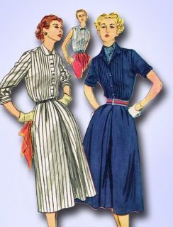 1950s ORIGINAL Charming Day Dress Pattern with Tucked Bodice Sz 36 B