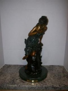 Edition Art Deco Bronze Sculpture Golden Girl After Auguste Moreau