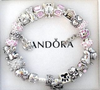 New Authentic Pandora Charm Bracelet Gift Pink Silver Dog Cz Crystal